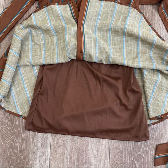 NWT Flying Tomato Freemarket Give It A Go Woven Striped Mini Shirt Dress Small - Picture 12 of 16